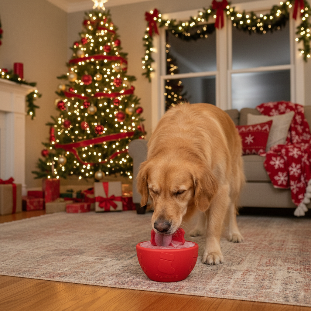 FreezBow Dog– Holiday Lickable Enrichment Toy